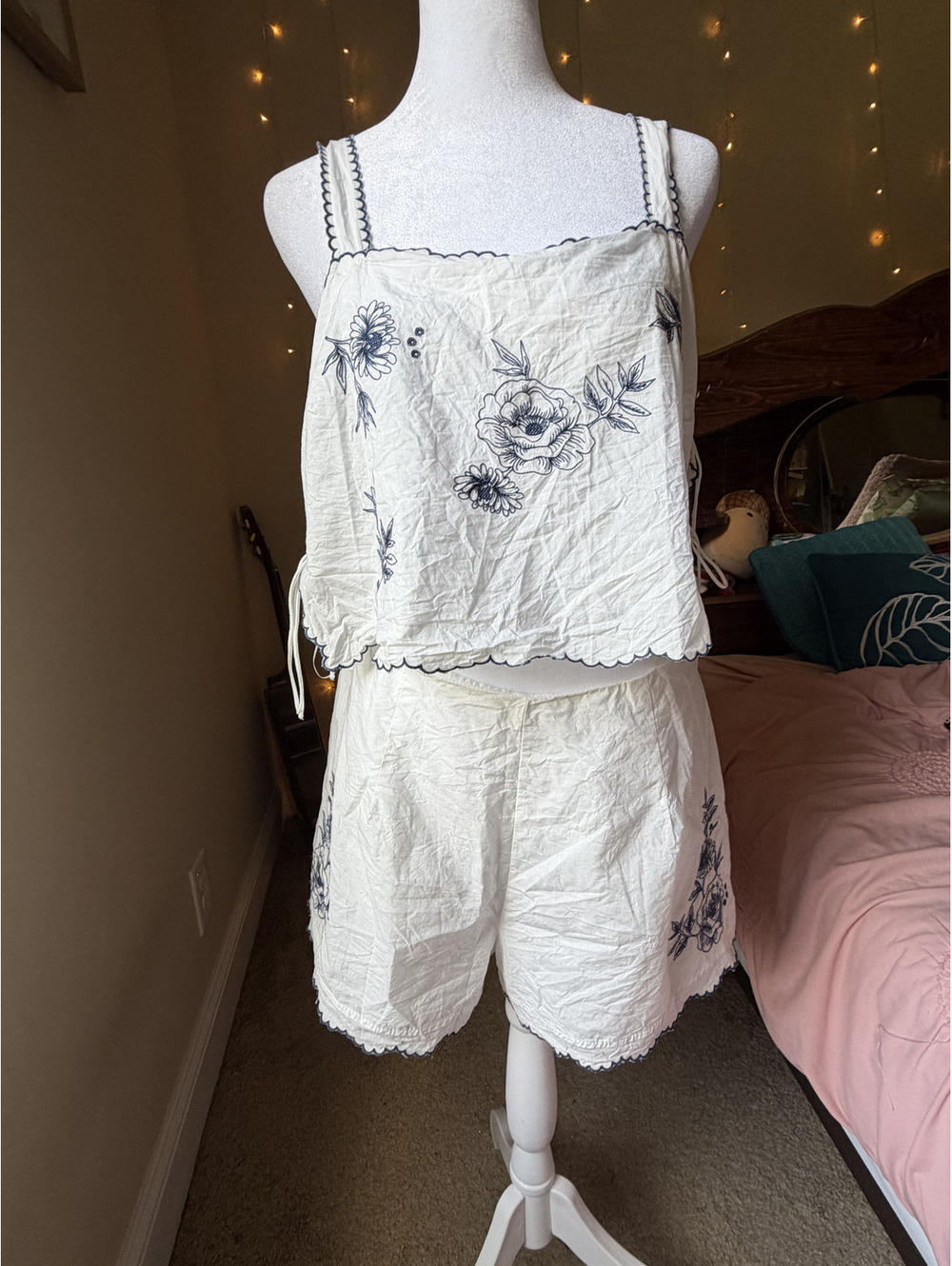 Authentic Mable two-piece matching set in a cream/off-white lightweight fabric.